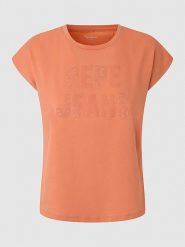 Pepe Jeans Koszulka w kolorze pomarańczowym rozmiar: L. Pomarańczowe bluzki damskie Pepe Jeans, l, bez wzorów, z bawełny, bez kołnierzyka. Za 96.60 zł.