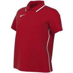 Koszulka damska Nike Dri-Fit Park 26 Polo. Czerwone bluzki sportowe damskie Nike, z poliesteru, bez kołnierzyka, bez ramiączek. Za 89.99 zł.