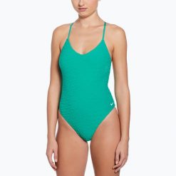 Strój pływacki jednoczęściowy damski Nike Swoosh Link Y-Back. Zielone stroje jednoczęściowe damskie Nike, xl, bez wzorów. Za 219.99 zł.