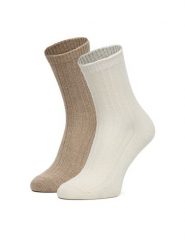 Nine West Skarpety długie CEO_AS_NW_08_W_AW25 (2 PACK) Écru. Skarpetki damskie Nine West, bez wzorów, z materiału. Za 39.99 zł.