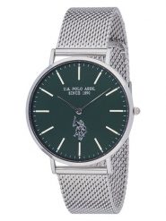 U.S. Polo Assn. Zegarek kwarcowy w kolorze srebrno-ciemnozielonym rozmiar: onesize. Szare, analogowe zegarki męskie U.S. Polo Assn., ze stali. Za 217.99 zł.