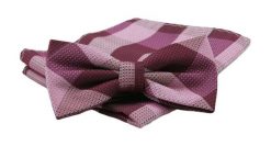 Mucha Męska z Poszetką, Bordowo-Różowa w Dużą Kratkę - Alties. Czerwone krawaty i muchy męskie Alties, bez wzorów, eleganckie. Za 54.00 zł.