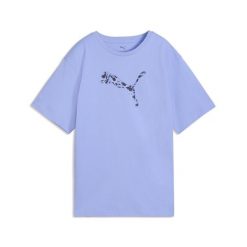 Damska luźna koszulka Essentials ze zwierzęcym nadrukiem PUMA. Fioletowe bluzki damskie Puma, bez wzorów, casualowe, bez kołnierzyka, bez ramiączek. Za 109.00 zł.