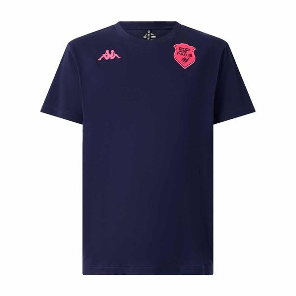 T-shirt Stade Français LA84 SFP. Niebieskie t-shirty męskie Kappa, bez wzorów, bez kołnierzyka. Za 293.00 zł.