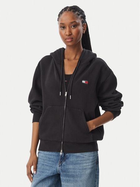 Tommy Jeans Bluza Badge DW0DW23529 Czarny Regular Fit. Czarne bluzy bez kaptura damskie Tommy Jeans, l, z bawełny. Za 381.99 zł.