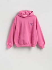 Bluza z haftowanym napisem - różowy. Czerwone bluzy bez kaptura damskie Reserved, l, z bawełny. Za 119.99 zł.