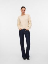 Vero Moda Sweter w kolorze beżowym rozmiar: XS. Brązowe swetry klasyczne damskie Vero Moda, s, z materiału, bez kołnierzyka. Za 74.11 zł.
