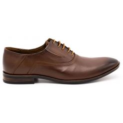 Lukas Buty męskie wizytowe 291 brązowe. Brązowe buty wizytowe męskie z jeansu, bez zapięcia. Za 367.89 zł.