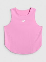 4F Top treningowy szybkoschnący damski - różowy L. Czerwone topy damskie 4f, l, bez wzorów, bez kołnierzyka. Za 119.99 zł.