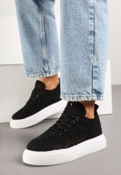 Czarne Siateczkowe Sneakersy Typu Tenisówki Sunalie. Czarne trampki i tenisówki damskie Renee, bez wzorów, z jeansu. Za 74.99 zł.