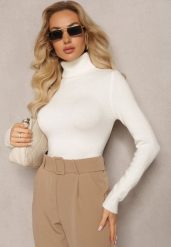 Biały Golf Dzianinowy Apasge. Białe golfy damskie Renee, l, bez wzorów, z dzianiny, bez ramiączek. Za 49.99 zł.