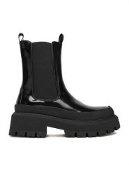 DeeZee Botki 58089-2 Czarny. Czarne botki damskie DeeZee, z materiału, bez obcasa, na płaskiej podeszwie, bez zapięcia. Za 189.99 zł.