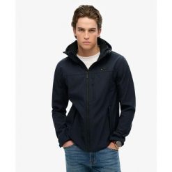 Kurtka z kapturem Superdry Soft Shell. Niebieskie kurtki męskie Superdry., m, bez wzorów, z kapturem. Za 480.30 zł.