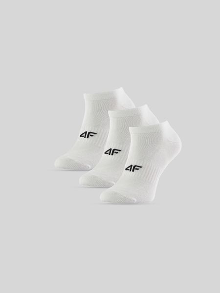 4F Skarpetki stopki (3-pack) damskie - białe 35-38. Białe skarpetki damskie 4f, bez wzorów, z bawełny. Za 49.99 zł.