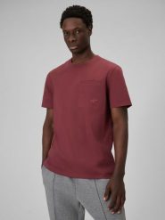 4F T-shirt regular gładki męski - burgundowy XXL. Czerwone t-shirty męskie 4f, m, bez wzorów, z bawełny, bez kołnierzyka. Za 79.99 zł.