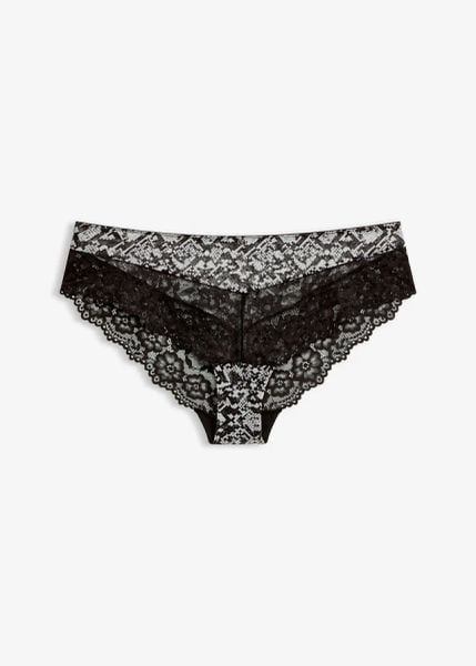 Figi hipster ze wzorem skóry wężowej. Czarne figi damskie bonprix, bez wzorów, ze skóry. Za 37.99 zł.