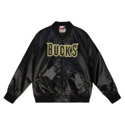 Kurtka Milwaukee Bucks Big Face 4.0. Czarne kurtki damskie Mitchell & Ness, m, bez wzorów, z materiału, bez kaptura. Za 558.00 zł.
