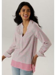 Aniston Bluzka w kolorze miętowo-jasnoróżowym rozmiar: 40. Różowe bluzki damskie Aniston, bez wzorów, z wiskozy, bez kołnierzyka, bez ramiączek. Za 56.93 zł.