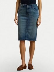 LAUREN RALPH LAUREN Spódnica jeansowa 200817846001 Granatowy Straight Fit. Niebieskie spódniczki damskie Lauren Ralph Lauren, bez wzorów, z bawełny. Za 369.99 zł.