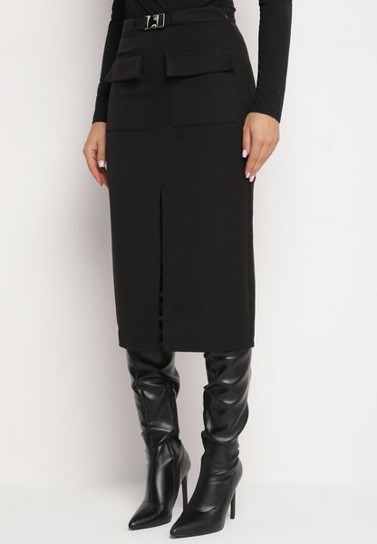 Czarna Ołówkowa Spódnica z Wiskozą Ozdobiona Kieszeniami z Klapami Attenelle. Czarne spódniczki damskie Born2be, s, bez wzorów, z wiskozy, biznesowe, midi, ołówkowe. Za 99.99 zł.