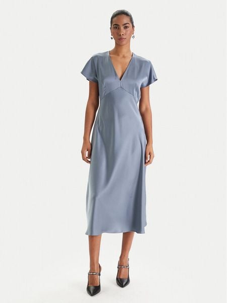 Marella Sukienka koktajlowa Falange 2613221201 Błękitny Regular Fit. Niebieskie sukienki damskie Marella, bez wzorów, z acetatu, wizytowe, bez kołnierzyka, bez ramiączek. Za 1,219.00 zł.