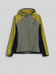 4F Kurtka softshell wiatroodporna damska - oliwkowa L. Brązowe kurtki damskie 4f, l, bez wzorów, z softshellu, bez kaptura. Za 249.99 zł.