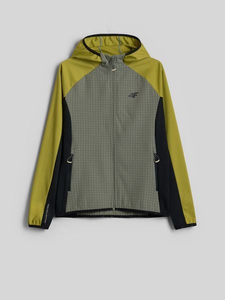 4F Kurtka softshell wiatroodporna damska - oliwkowa L. Brązowe kurtki damskie 4f, l, bez wzorów, z softshellu, bez kaptura. Za 249.99 zł.