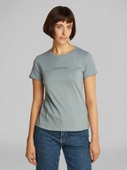 CALVIN KLEIN JEANS Koszulka w kolorze niebieskoszarym rozmiar: M. Niebieskie bluzki damskie Calvin Klein Jeans, m, bez wzorów, z bawełny, bez kołnierzyka, bez ramiączek. Za 105.38 zł.