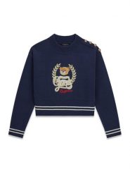 Guess Sweter J6BR16 Z1350 Granatowy Regular Fit. Niebieskie swetry dziewczęce Guess, z aplikacjami, bez kołnierzyka. Za 264.99 zł.