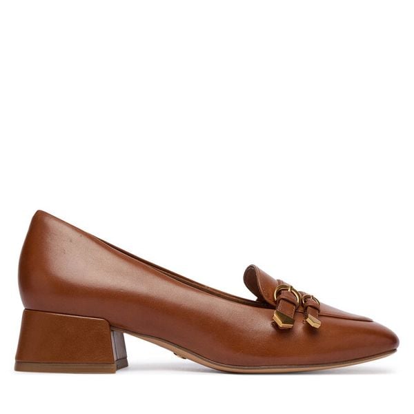 Półbuty Tamaris. Brązowe półbuty damskie Tamaris, bez wzorów, bez obcasa, na obcasie. Za 409.99 zł.