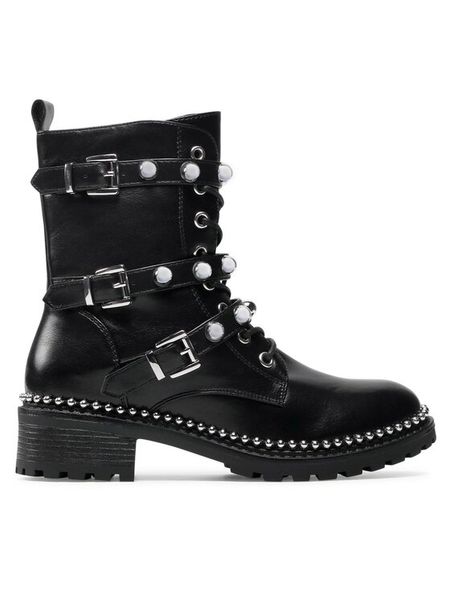 DeeZee Trapery WS110113-01 Czarny. Czarne trapery damskie DeeZee, ze skóry, bez obcasa. Za 159.99 zł.