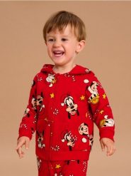Bluza rozpinana z kapturem Mickey Mouse - czerwony. Czerwone bluzy i bluzki niemowlęce Sinsay, bez wzorów, bez ramiączek, z kapturem. Za 25.99 zł.