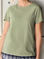 Koszulka basic - zielony. Zielone t-shirty damskie Sinsay, l, bez wzorów, bez kołnierzyka. W wyprzedaży za 6.99 zł.