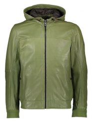 Bugatti Skórzana kurtka w kolorze zielonym rozmiar: 56. Zielone kurtki męskie Bugatti, bez wzorów, ze skóry, bez kaptura. Za 891.99 zł.