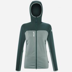 Bluza turystyczna damska Millet Fusion Grid Hoodie active fit Polartec PowerGrid. Zielone bluzy z kapturem damskie Millet, m, z tkaniny. Za 770.00 zł.