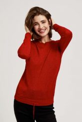 Sweter z metaliczną nitką. Swetry klasyczne damskie MOODO, l, bez kołnierzyka. W wyprzedaży za 47.99 zł.