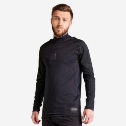 Bluza do piłki nożnej CLR. Czarne bluzy bez kaptura męskie KIPSTA, xs, z materiału. W wyprzedaży za 49.99 zł.