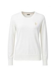 U.S. Polo Assn. Sweter w kolorze białym rozmiar: L. Białe swetry klasyczne damskie U.S. Polo Assn., l, z bawełny, bez kołnierzyka. Za 130.50 zł.