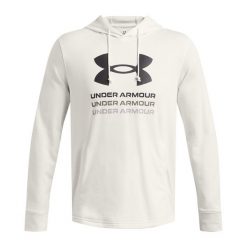 Bluza męska Under Armour Rival Terry Graphic Hood. Brązowe bluzy bez kaptura męskie Under Armour, bez wzorów, sportowe, bez kołnierzyka, bez ramiączek. Za 129.99 zł.