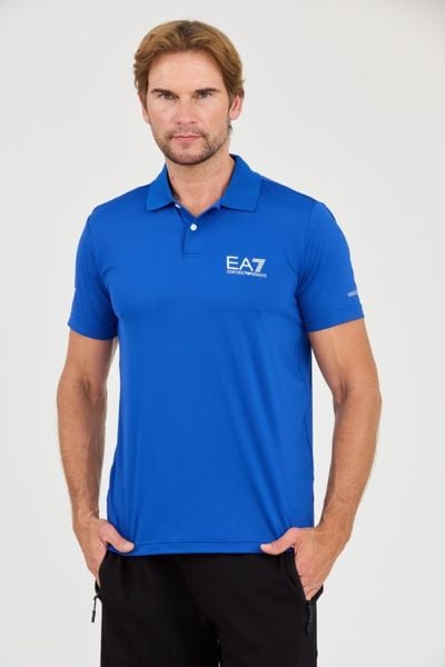 EA7 Niebieska męska koszulka polo Ventus 7, Rozmiar XL. Niebieskie koszulki polo męskie EA7 Emporio Armani, l, bez wzorów, bez ramiączek. W wyprzedaży za 168.99 zł.