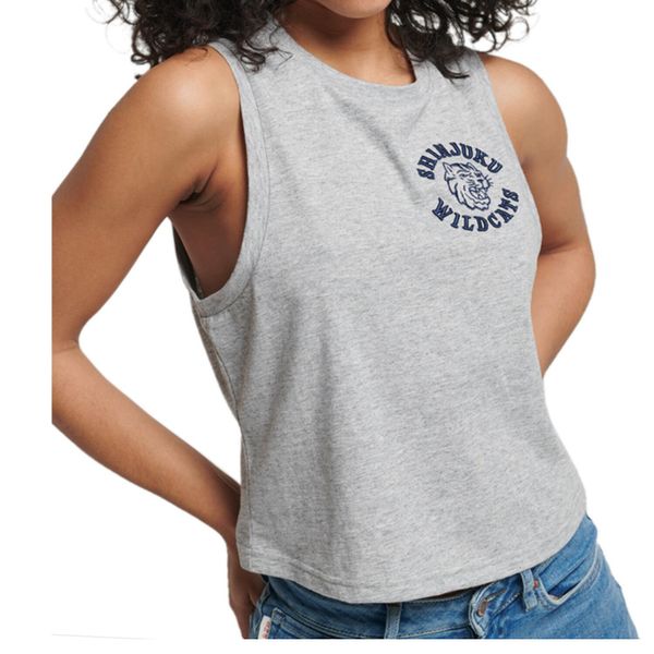 Koszulka turystyczna damska Superdry Vintage Collegiate Tank. Białe bluzki sportowe damskie Superdry., xs, bez wzorów, z bawełny, bez kołnierzyka. W wyprzedaży za 71.00 zł.