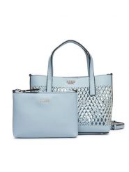 Guess Torebka Letty Mini HWPG99 11750 Niebieski jasny. Niebieskie torebki klasyczne damskie Guess, z aplikacjami, ze skóry, bez dodatków. Za 589.99 zł.