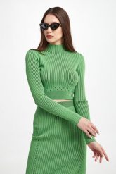 Sweter damski prązkowany PATRIZIA PEPE. Swetry klasyczne damskie Patrizia Pepe, xs, prążkowane, bez kołnierzyka. W wyprzedaży za 682.73 zł.