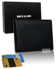 Portfel męski Ronaldo N992-SPDM-RON czarny. Czarne portfele męskie RONALDO, bez wzorów, ze skóry. Za 36.00 zł.