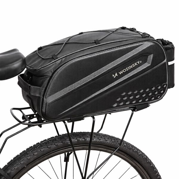 Sakwa rowerowa torba na bagażnik wodoodporna z paskiem 14l, Wozinsky. Czarne torby męskie na ramię Wozinsky, bez wzorów, z materiału, na ramię, duże. Za 99.99 zł.