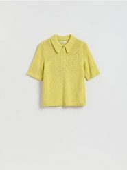 Sweter z krótkim rękawem - zielony. Zielone swetry klasyczne damskie Reserved, l, z dzianiny, bez kołnierzyka. Za 99.99 zł.