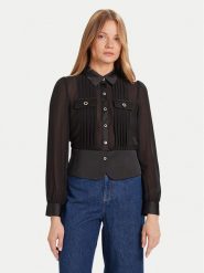 Morgan Koszula 232-CLOCLO Czarny Regular Fit. Czarne koszule damskie Morgan, bez wzorów, z syntetyku, bez kołnierzyka, bez ramiączek. Za 279.99 zł.