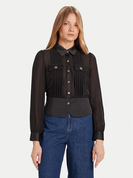 Morgan Koszula 232-CLOCLO Czarny Regular Fit. Czarne koszule damskie Morgan, bez wzorów, z syntetyku, bez kołnierzyka, bez ramiączek. Za 209.99 zł.