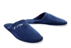 METEOR 042 FROTTE IZABELA ciemnoniebieski, kapcie/klapki damskie. Niebieskie klapki damskie Meteor, bez wzorów, bez obcasa. Za 38.99 zł.