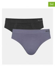 Sloggi Slipy (2 pary) "Go Smooth" w kolorze szaro-czarnym rozmiar: M. Czarne slipki męskie Sloggi, bez wzorów. Za 64.95 zł.